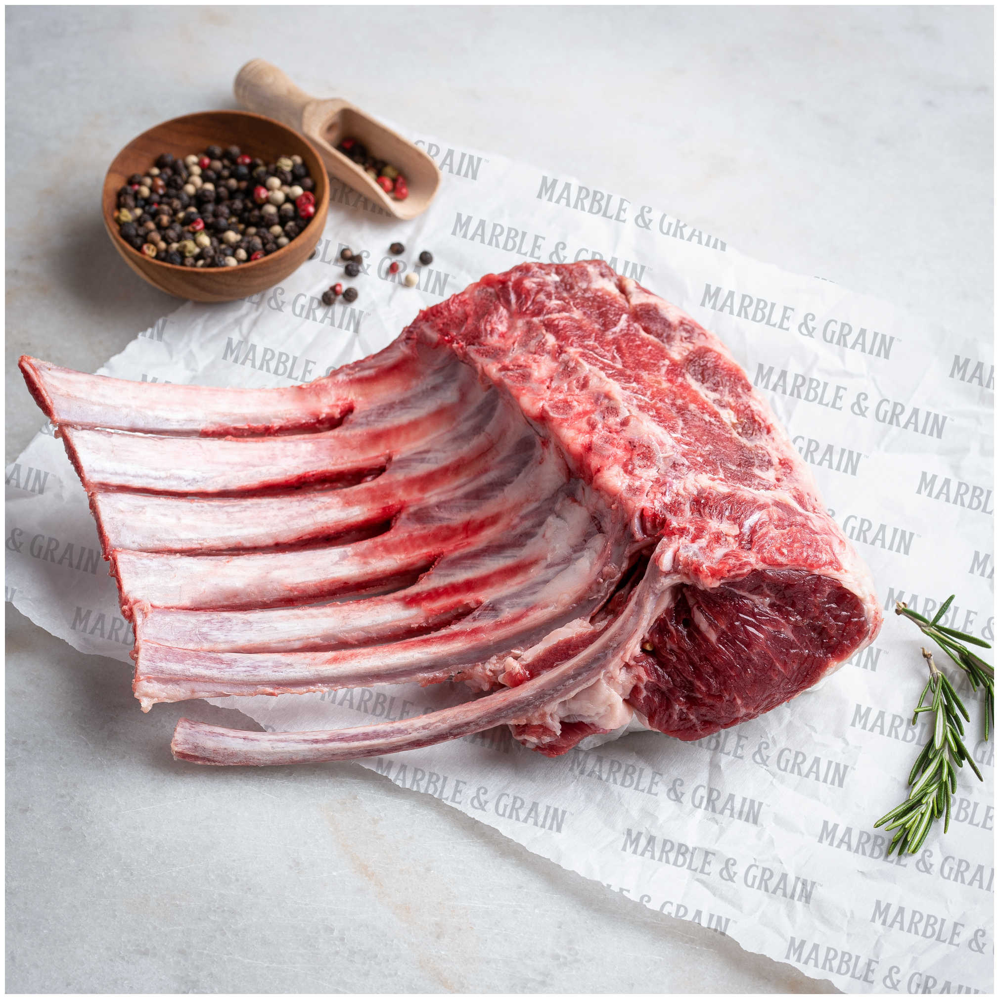 Marble & Grain Rack of Lamb, 8-Bone Frenched 1 pc | 1.25 - 1.75 lb